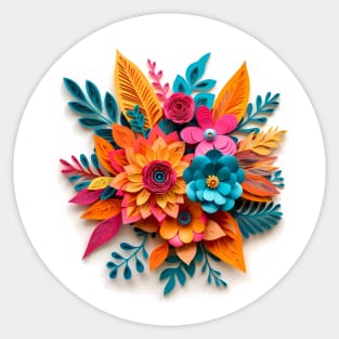 Paper art bouquet 3d illustration 01 Sticker